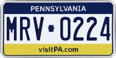 PA license plate MRV0224