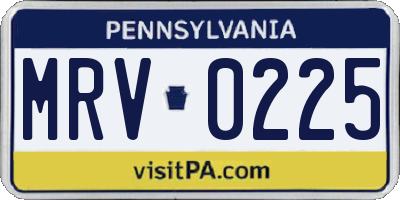 PA license plate MRV0225