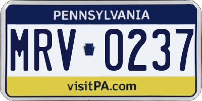 PA license plate MRV0237