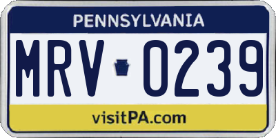 PA license plate MRV0239