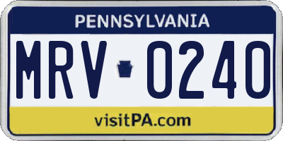 PA license plate MRV0240