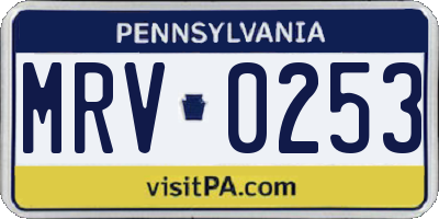 PA license plate MRV0253