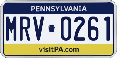 PA license plate MRV0261