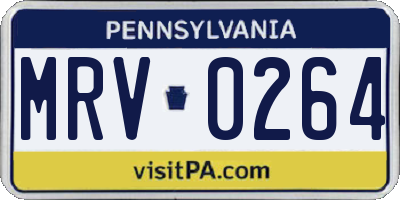 PA license plate MRV0264