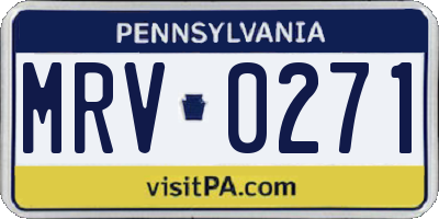 PA license plate MRV0271