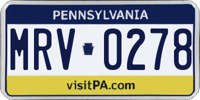 PA license plate MRV0278