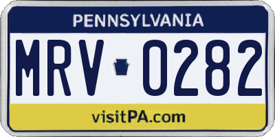 PA license plate MRV0282