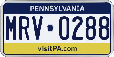 PA license plate MRV0288