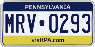 PA license plate MRV0293