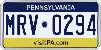 PA license plate MRV0294
