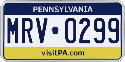 PA license plate MRV0299