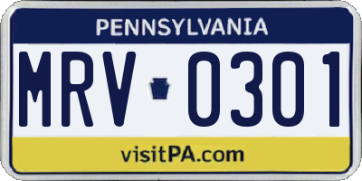 PA license plate MRV0301