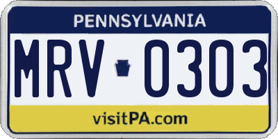 PA license plate MRV0303