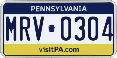 PA license plate MRV0304