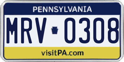 PA license plate MRV0308