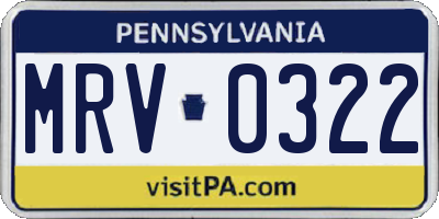 PA license plate MRV0322