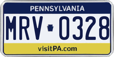 PA license plate MRV0328