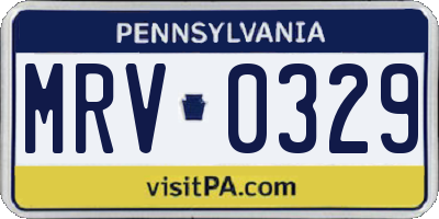 PA license plate MRV0329
