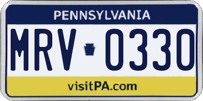 PA license plate MRV0330