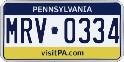 PA license plate MRV0334