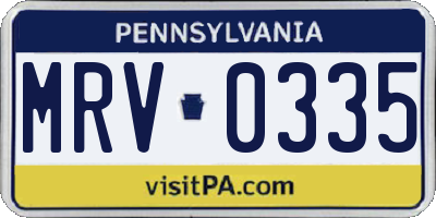 PA license plate MRV0335