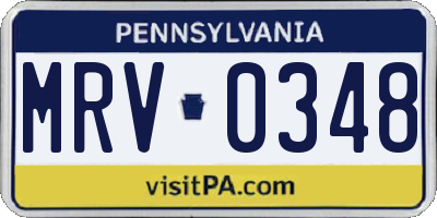 PA license plate MRV0348