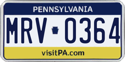 PA license plate MRV0364