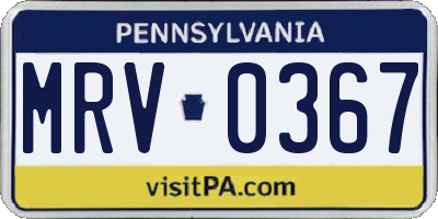 PA license plate MRV0367