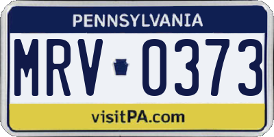 PA license plate MRV0373