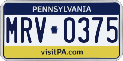 PA license plate MRV0375