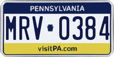 PA license plate MRV0384