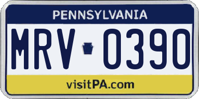PA license plate MRV0390