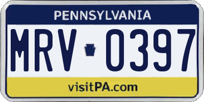 PA license plate MRV0397