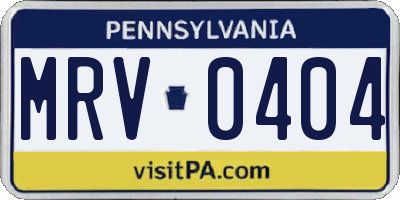 PA license plate MRV0404