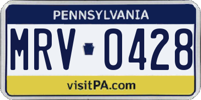 PA license plate MRV0428