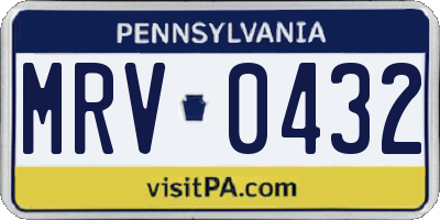 PA license plate MRV0432