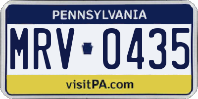 PA license plate MRV0435