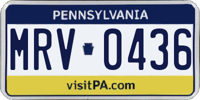 PA license plate MRV0436
