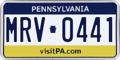 PA license plate MRV0441