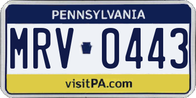 PA license plate MRV0443