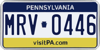 PA license plate MRV0446