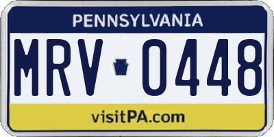 PA license plate MRV0448