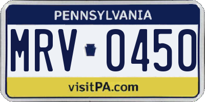 PA license plate MRV0450