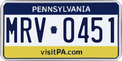 PA license plate MRV0451