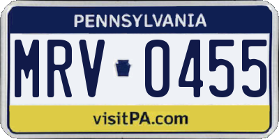 PA license plate MRV0455