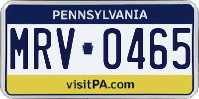 PA license plate MRV0465