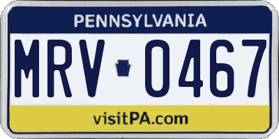 PA license plate MRV0467