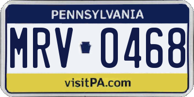 PA license plate MRV0468