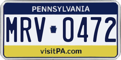 PA license plate MRV0472