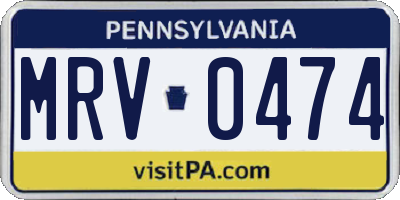 PA license plate MRV0474